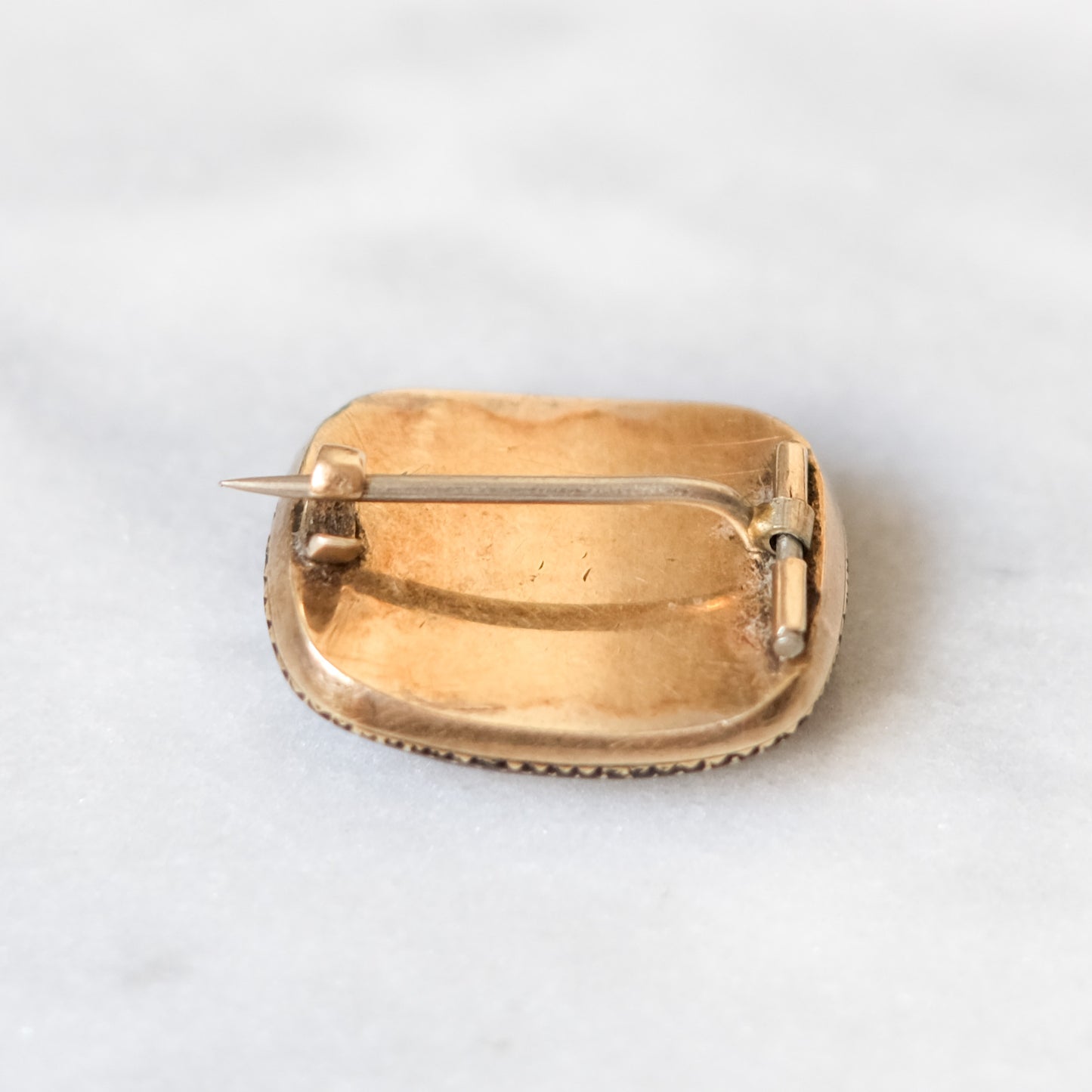 Georgian 10K Rose Gold Enamel Ouroboros Serpent/Snake Mourning Brooch