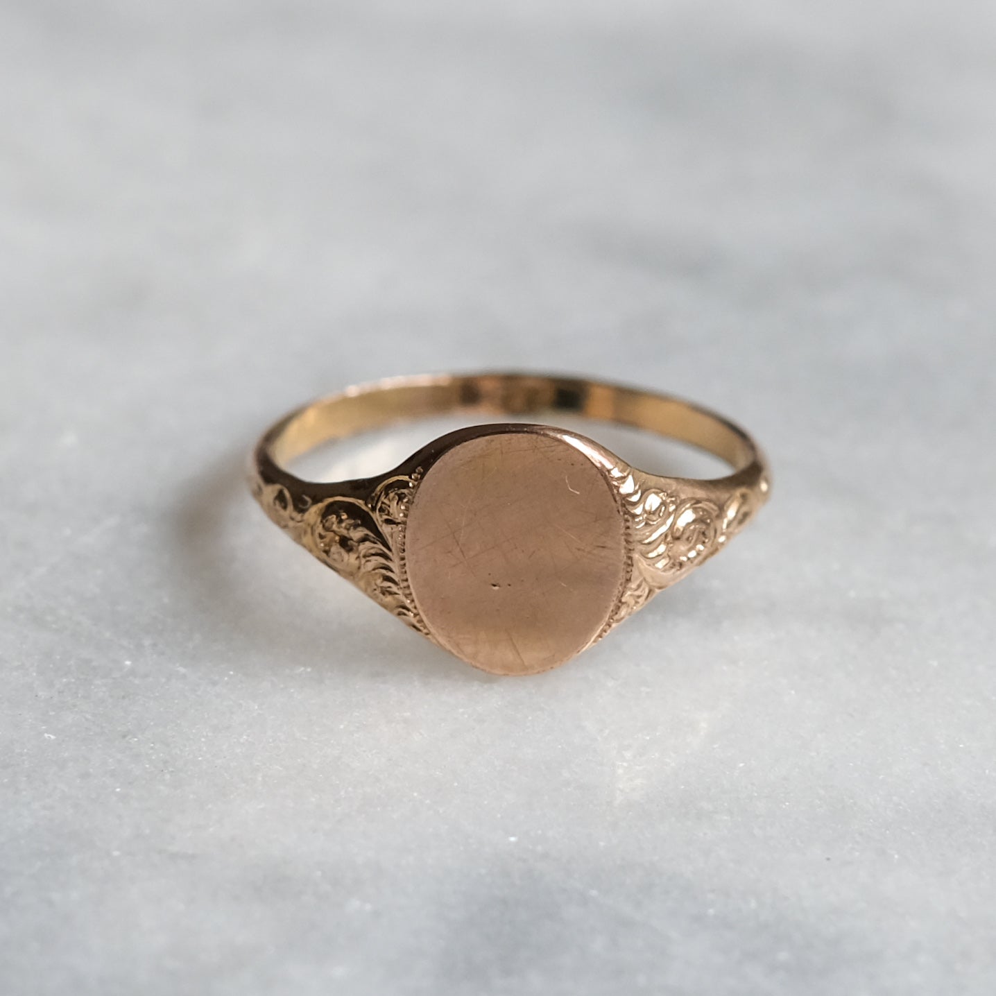 Art Deco era 10K Rose Gold Signet Ring