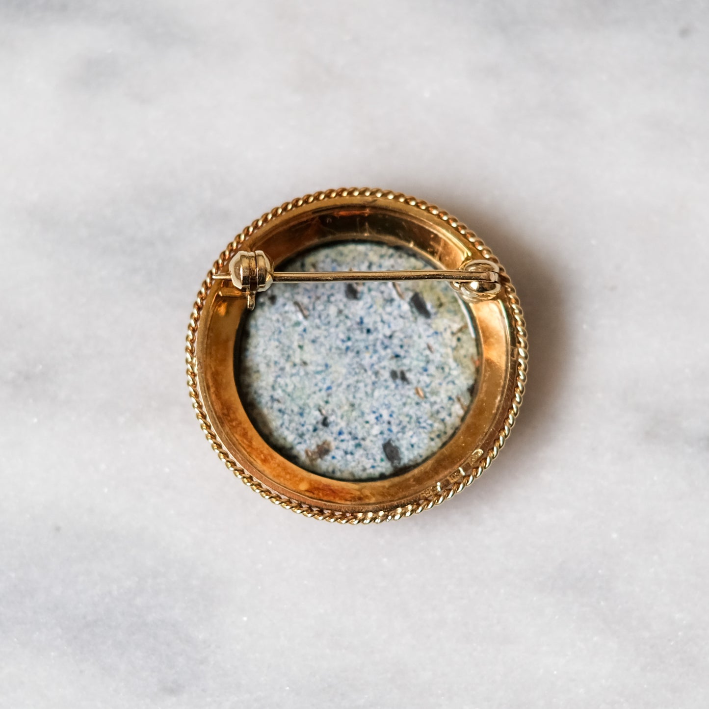 Antique 14K Rosy Gold Hand-Painted Floral Roses Brooch