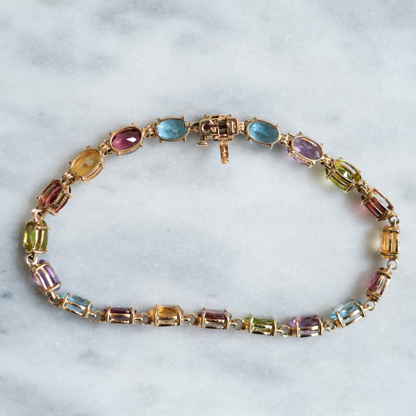 Vintage 14K Yellow Gold Multi-Gem Bracelet
