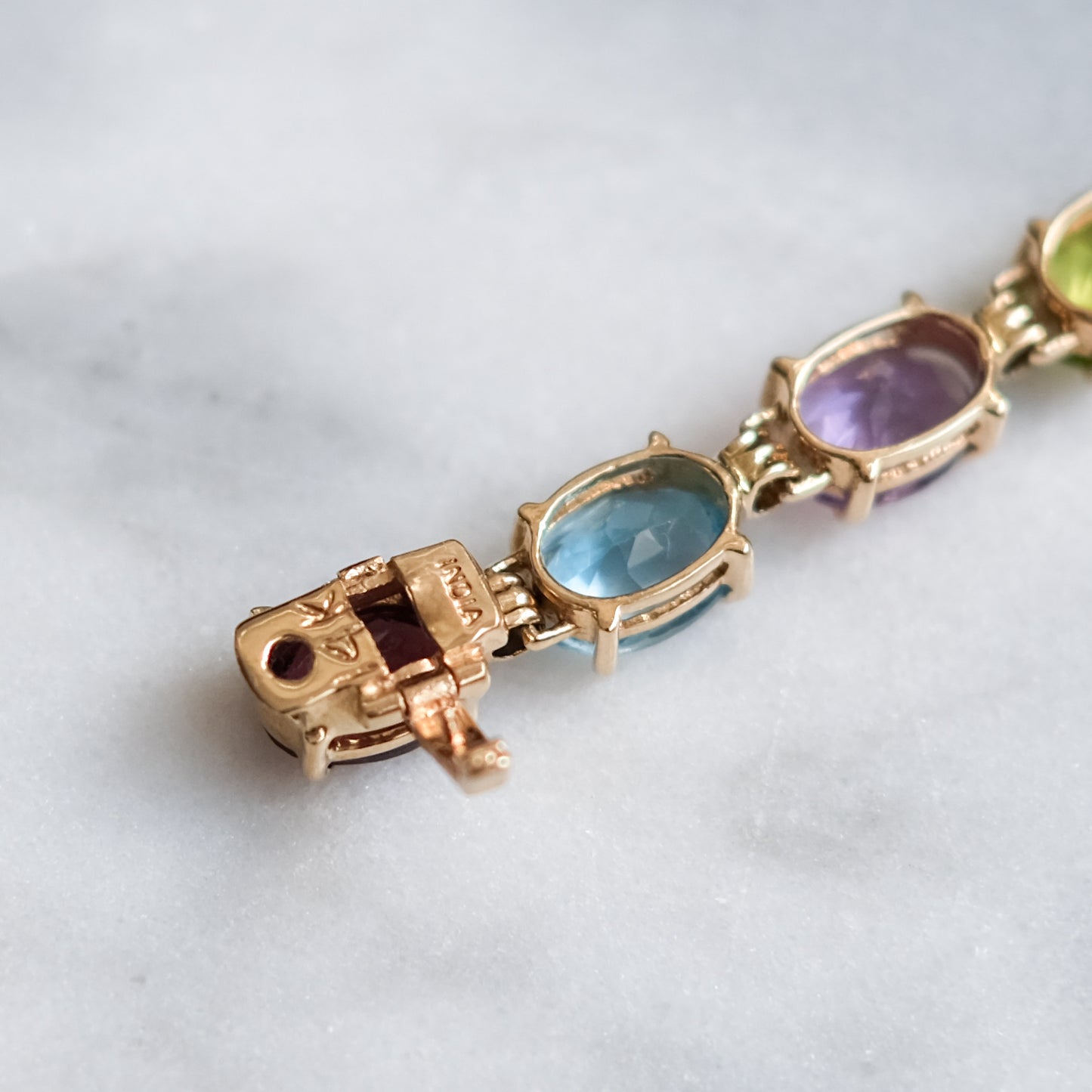 Vintage 14K Yellow Gold Multi-Gem Bracelet